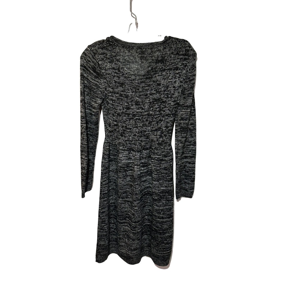 Calvin Klein Black White Sweater Dress Size XS Marled Long‎ Sleeve Fit Flare - Picture 5 of 6